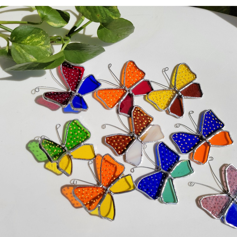 Stained glass butterfly- Set of 1