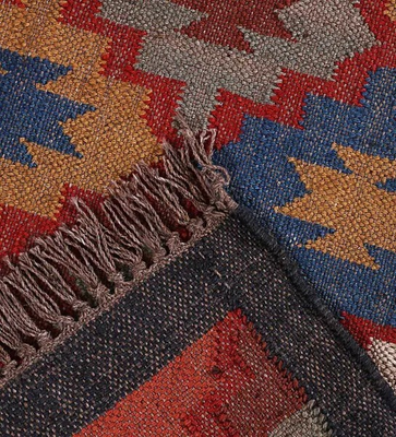 Wool Jute Kilim Rug, Handwoven Wool Jute Rug, Kilim Jute Rug, Flatweave Rug, Bohemian Rug